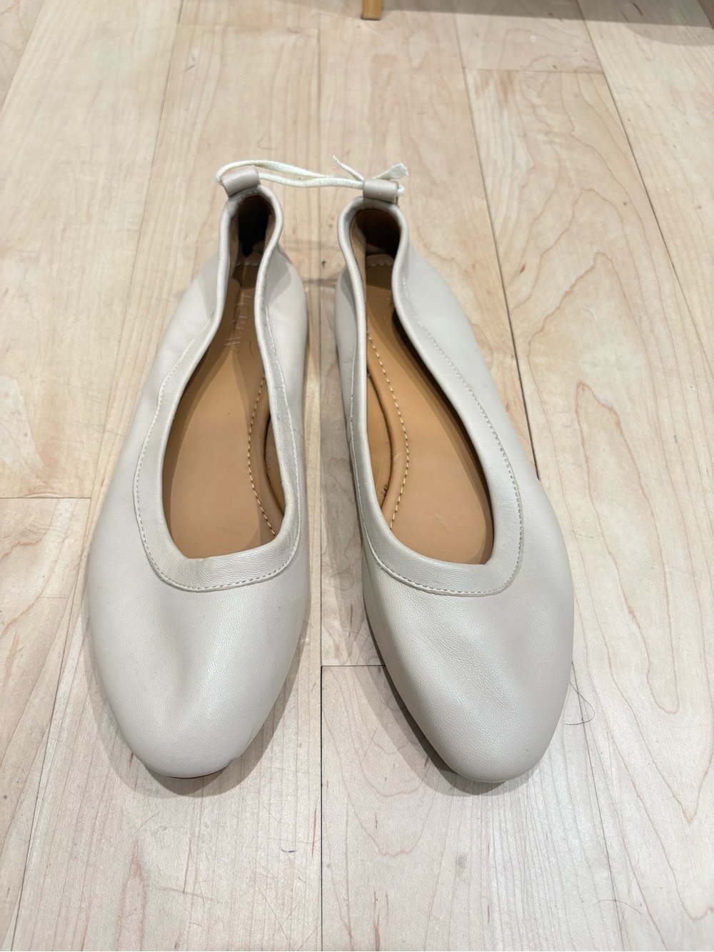 J Crew Cream Leather Ballet Flats